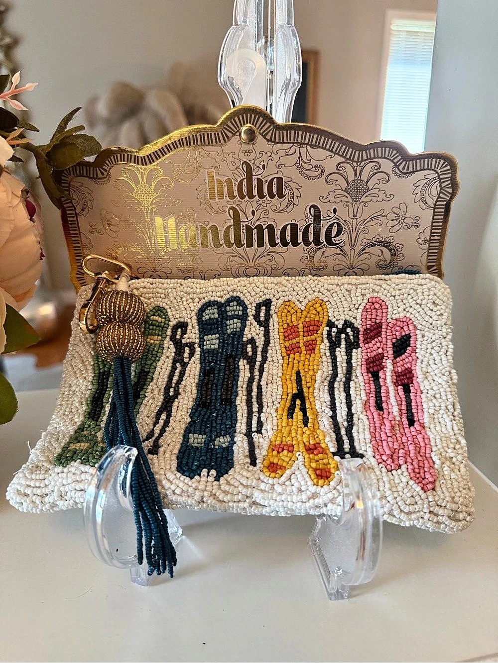 NWT Beaded Clutch with Multi Ski's Design